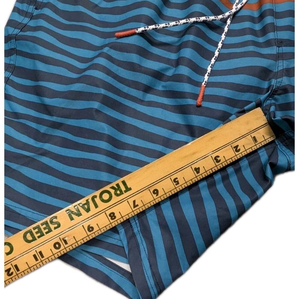 L.L. Bean Men’s Swim Trunks XXL Blue Teal Striped Drawstring Lined Pockets - Picture 12 of 12